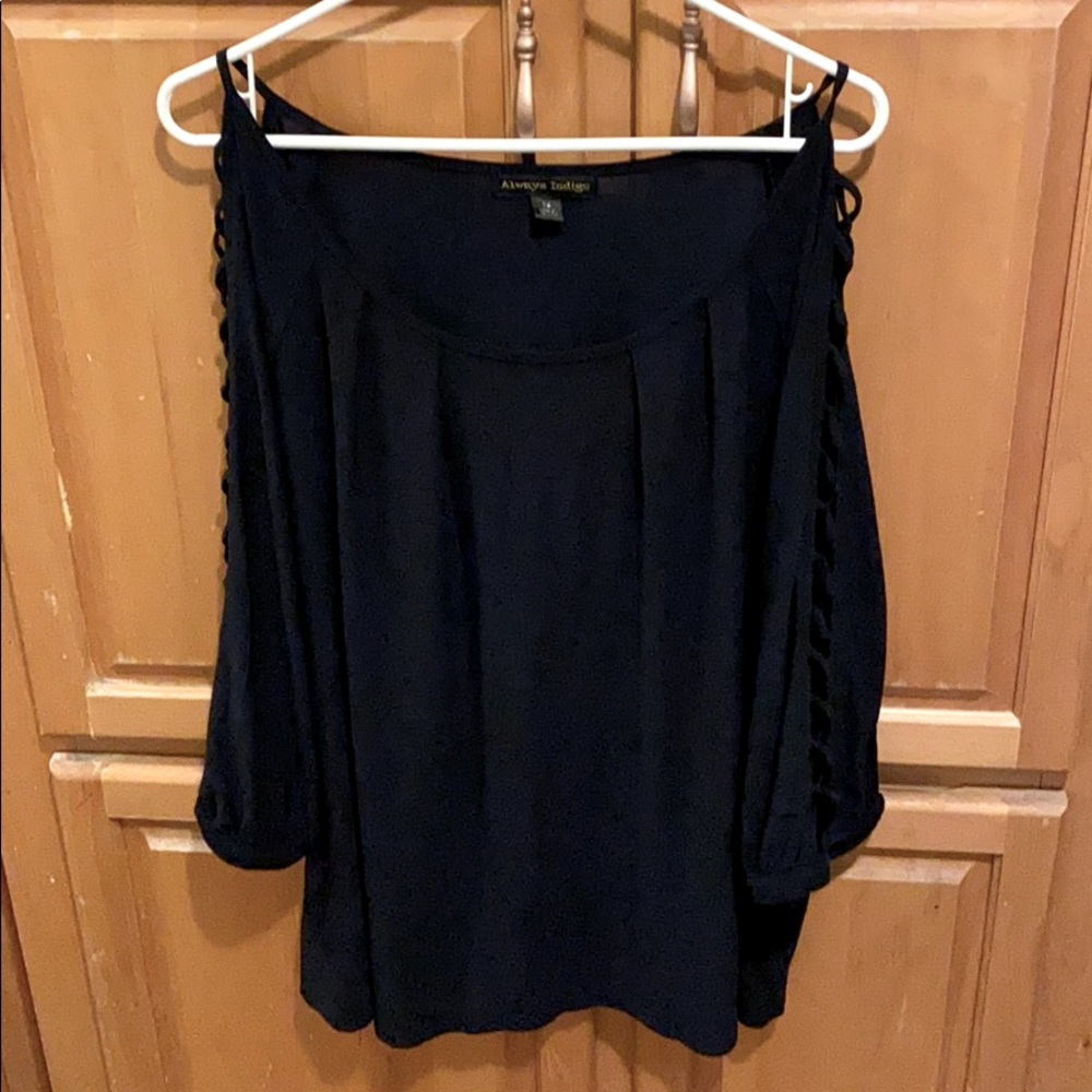 Blouse by “Always Indigo”. (AC)PIcs  LOOK BLACK BUT THIS IS NAVY BLUE